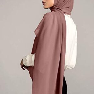 VOILE CHIC Hijab for Women Premium Chiffon Wrap Head Scarf Non-Slip (Dusty Rose)