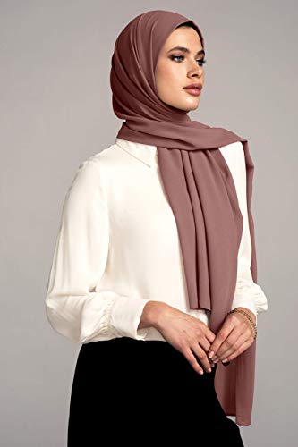 VOILE CHIC Hijab for Women Premium Chiffon Wrap Head Scarf Non-Slip (Dusty Rose)