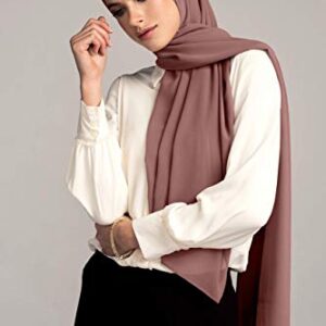 VOILE CHIC Hijab for Women Premium Chiffon Wrap Head Scarf Non-Slip (Dusty Rose)