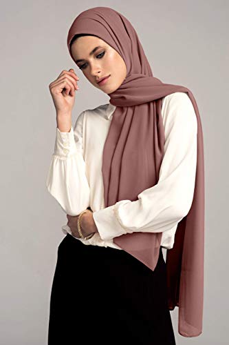 VOILE CHIC Hijab for Women Premium Chiffon Wrap Head Scarf Non-Slip (Dusty Rose)