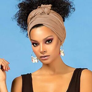 Harewom Head Scarves Wrap Turban for Black Women Long Lightweight Fashion Solid Color Hijab Jersey Headband for Braids Camel