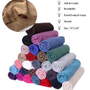 Harewom Head Scarves Wrap Turban for Black Women Long Lightweight Fashion Solid Color Hijab Jersey Headband for Braids Camel