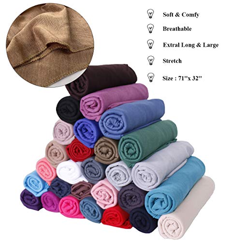 Harewom Head Scarves Wrap Turban for Black Women Long Lightweight Fashion Solid Color Hijab Jersey Headband for Braids Camel