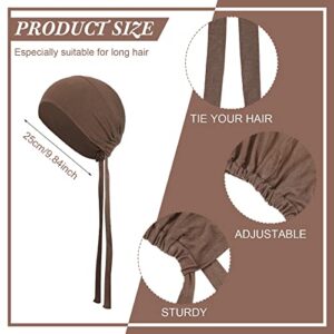 4 Pieces Women Hijab Caps Underscarf Turban Caps Skull Caps Soft Beanie Sleep Hats for Long Hair Men Women (Black, White, Grey, Brown)