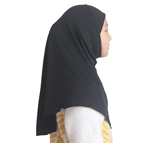 Modest Beauty Girls Hijab Muslim Kids Scarf Headwear Solid Color for 7-12 Years Ready to Wear