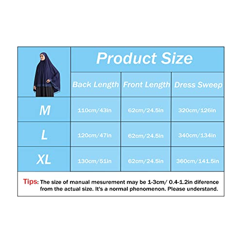 khalat Women's Elegant Hijab Lace Trim Muslim Islamic Ramadan Soft Lightweight Hijab Long Scarf Blue