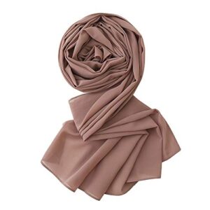 yeieeo chiffon hijab for women – long and soft hijab scarf solid color (antique pink)