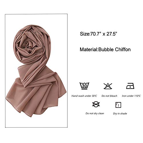 Yeieeo Chiffon Hijab for Women - Long and Soft Hijab Scarf Solid Color (Antique Pink)