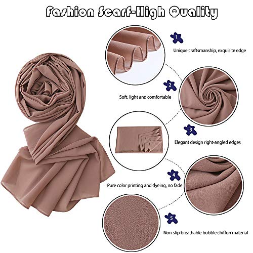 Yeieeo Chiffon Hijab for Women - Long and Soft Hijab Scarf Solid Color (Antique Pink)