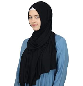 modefa women’s turkish islamic premium jersey hijab shawl wrap scarf (black)