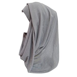 lina & lily shimmer gold glitters chiffon hijab scarf (grey)