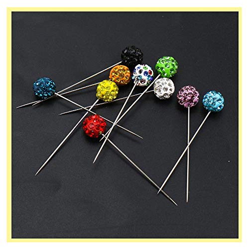 KOOBOOK 30Pcs/Set Muslim Hijab Scarf Pin Rhinestone Ball Pendant Pins Brooch Straight Head Pin For Women