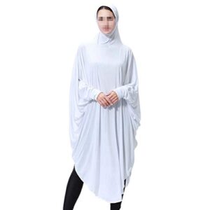 women elegant muslim hijab clothing bat shirt shape islamic body head covering festival prayer clothing femme formal robe – m (white)