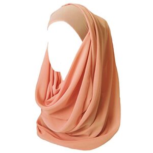 lina & lily solid color thick chiffon muslim hijab long scarf (peach)