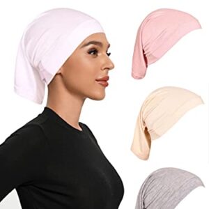 4 Pieces Hijab Undercap Hijab Underscarf Hijab Cap for Women ( White / Powder pink / Beige / Light grey )