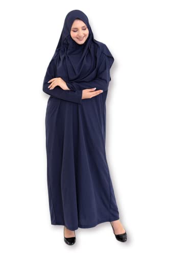 Avanos Prayer Clothes for Muslim Women, Praying Islamic Abaya Niqab Burka Hijab Face Cover Clothing Muslim Dress (Navy Blue, 1)