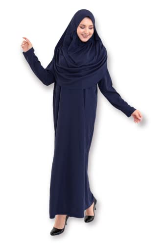 Avanos Prayer Clothes for Muslim Women, Praying Islamic Abaya Niqab Burka Hijab Face Cover Clothing Muslim Dress (Navy Blue, 1)