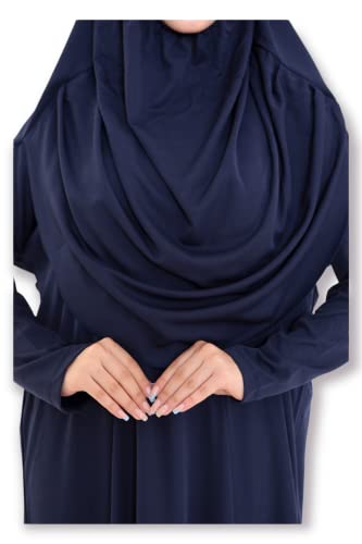 Avanos Prayer Clothes for Muslim Women, Praying Islamic Abaya Niqab Burka Hijab Face Cover Clothing Muslim Dress (Navy Blue, 1)