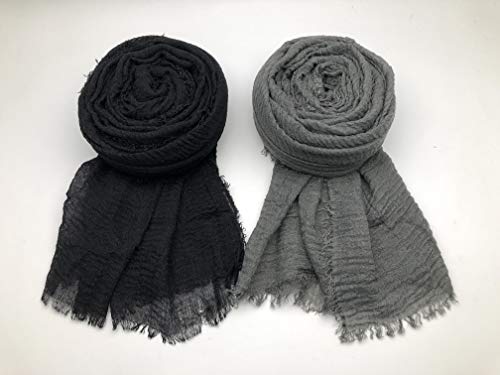 MANSHU 3PCS Women Soft Cotton Hemp Scarf Shawl Long Scarf, Scarf and Wrap, Big Head Scarf.