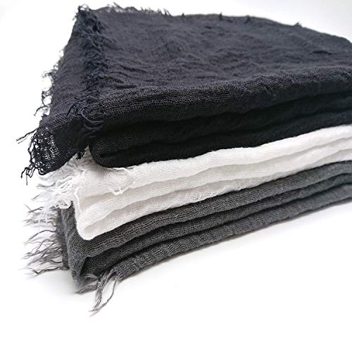 MANSHU 3PCS Women Soft Cotton Hemp Scarf Shawl Long Scarf, Scarf and Wrap, Big Head Scarf.