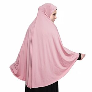 XINFU Women's High Stretch Hijab Muslim Arabian Long Milk Silk Purity Color Chiffon Hijab, Dark Pink, X-Small