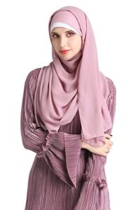 anika fashion warehouse all season women soft and non-slip chiffon long scarf – fashion muslim hijab scarf head wrap scarves 80 x 30 inches long solid color – nude pink