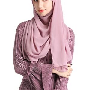 Anika Fashion Warehouse All Season Women Soft and Non-Slip Chiffon Long Scarf - Fashion Muslim Hijab Scarf Head Wrap Scarves 80 X 30 Inches Long Solid Color - Nude Pink