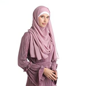 Anika Fashion Warehouse All Season Women Soft and Non-Slip Chiffon Long Scarf - Fashion Muslim Hijab Scarf Head Wrap Scarves 80 X 30 Inches Long Solid Color - Nude Pink