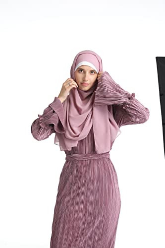 Anika Fashion Warehouse All Season Women Soft and Non-Slip Chiffon Long Scarf - Fashion Muslim Hijab Scarf Head Wrap Scarves 80 X 30 Inches Long Solid Color - Nude Pink