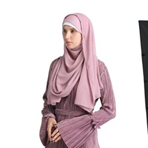 Anika Fashion Warehouse All Season Women Soft and Non-Slip Chiffon Long Scarf - Fashion Muslim Hijab Scarf Head Wrap Scarves 80 X 30 Inches Long Solid Color - Nude Pink