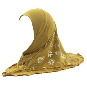 muslim practical kids hijab islamic girls amira cap ready to wear scarf yellow