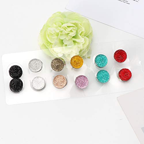 FEIlei Magnetic Hijab Pins, 12 Pairs Muslim Multi-Use Rhinestone Magnetic Scarf Brooches Round Hijab Pins