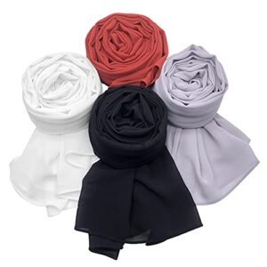 xxuod 4 pcs women soft chiffon scarves shawl long scarf wrap scarves head wraps series a.