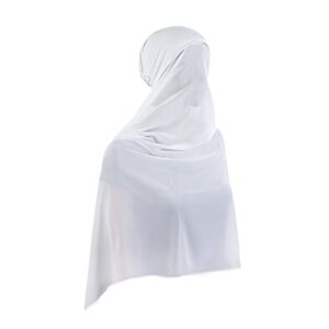 yeieeo women’s pre-sewn head scarf wrap shawls stretch scarf hijab cap chiffon scarf with under caps for hijabs (white)