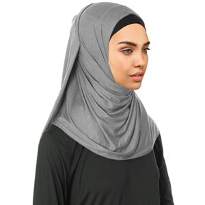 muslim cotton hijab jersey – 2pcs high stretch muslim headwarps soft hijab scarf for women i (scarf+undercap), 70″ x 21.5″
