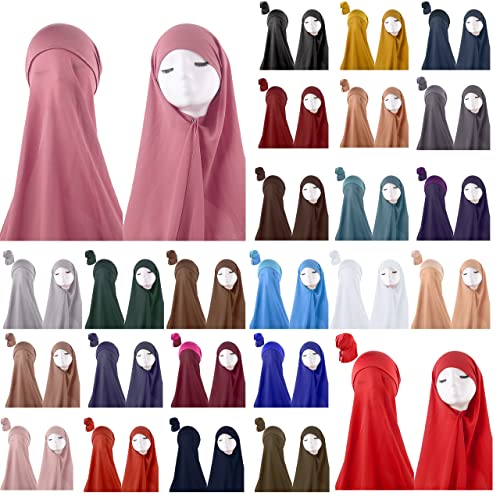 Hijab Scarfs for Women | Chiffon Hijab with Jersey Bonnet Cap| Premium Non-Slip Pearl Long Wrap Shawl Headscarf (Sky Blue)