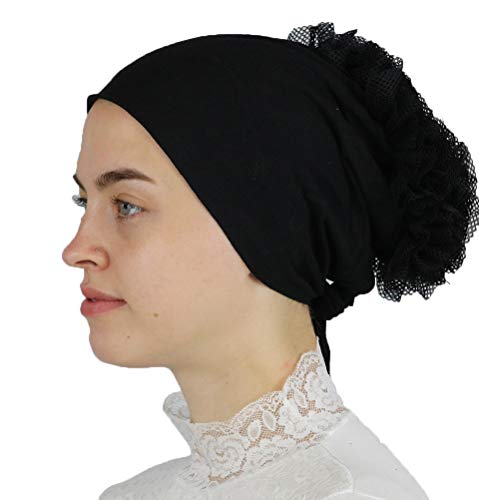 Modefa Islamic Women's Volumizing Non-Slip Cotton Hijab Bonnet Cap Underscarf (Black)