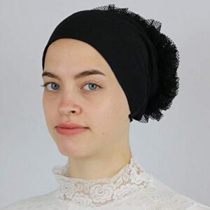 Modefa Islamic Women's Volumizing Non-Slip Cotton Hijab Bonnet Cap Underscarf (Black)