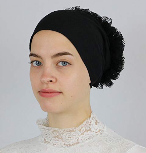 Modefa Islamic Women's Volumizing Non-Slip Cotton Hijab Bonnet Cap Underscarf (Black)