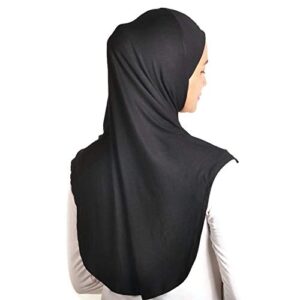 Mu Lan Legend Handmade | Muberra Instant Hijab | One Piece Easy Slip On Practical and Comfortable (Black)