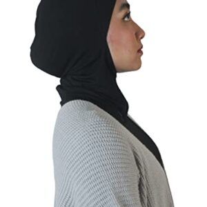 Ninja Bonnet Hijab Full Neck Coverage Under Scarf - Muslimah Stretchy Jersey Head Scarf Bonnet Accessories [Workout wear daily essentials] 1 Black + 1 Gray (SABANJ9501)