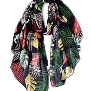 GERINLY Palm Leaf Scarf for Beach Tropical Plant Shawl Lightweight Chiffon Head Wrap Hawaii Bikini Sarong