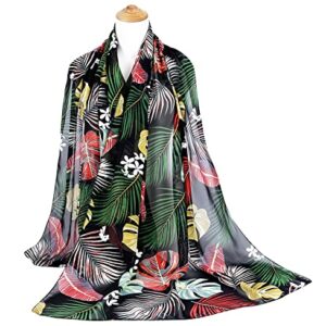 GERINLY Palm Leaf Scarf for Beach Tropical Plant Shawl Lightweight Chiffon Head Wrap Hawaii Bikini Sarong