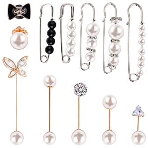 12 pieces pearl scarf brooch pin assorted muslim scarf hijab clips small brooch set metal clips for headscarf shawl muslim women scarves hijab safety shawl brooch pins for women men kids