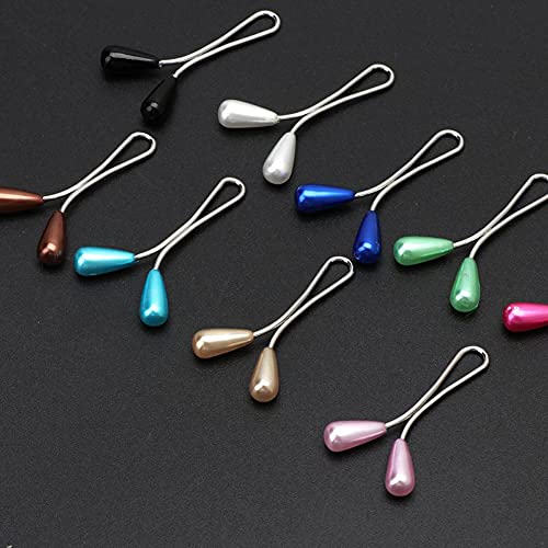 Nifocc 20pcs Muslim Scarf Clips Pins Faux Pearl Hijab Pins U Shaped Brooch for Women Lady Wedding Dress Boutonniere Decorative Headscarf Shawl Accessories - Black White Teardrop Spherical