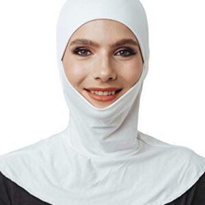 Mask Hijab, Cotton Under Scarf Tube Cap,Closure of The Chin, Ready to wear Muslim Accessories for Women (White)