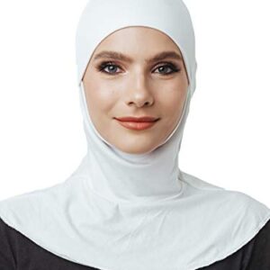 Mask Hijab, Cotton Under Scarf Tube Cap,Closure of The Chin, Ready to wear Muslim Accessories for Women (White)