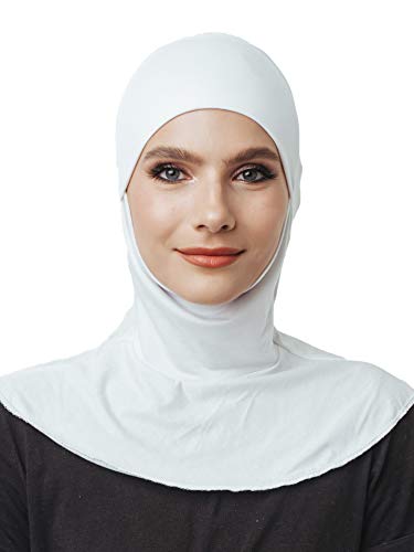 Mask Hijab, Cotton Under Scarf Tube Cap,Closure of The Chin, Ready to wear Muslim Accessories for Women (White)