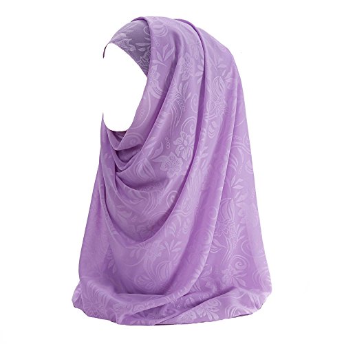 Lina & Lily Floral Chiffon Hijab Muslim Scarf (Lavender)