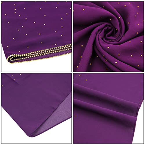 ANKOMINA Women Soft Chiffon Rhinestone Long Scarf Shawl Fashion Muslim Hijab Head Wrap Scarves